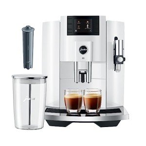 Jura E8 Automatic Espresso Machine Bundle - White