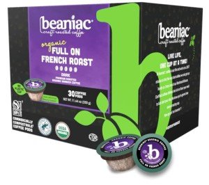 Beaniac Dark Roast Organic Coffee Pods, 30 Count