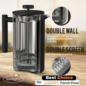 Stainless Steel French Press Coffee Maker - 2L