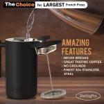 Stainless Steel French Press Coffee Maker - 2L