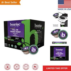 Beaniac Dark Roast Organic Coffee Pods, 30 Count