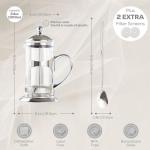 DUJUST Silver French Press Coffee Maker - 34oz