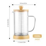 French Press Coffee Maker - 34oz with Bamboo Lid