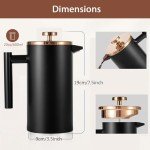 Miuly Stainless Steel French Press - 21oz Coffee Maker