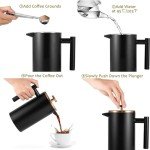 Miuly Stainless Steel French Press - 21oz Coffee Maker