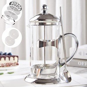 DUJUST Silver French Press Coffee Maker - 34oz