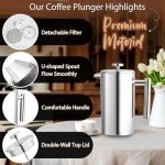 Miuly 21oz Stainless Steel French Press Coffee Maker