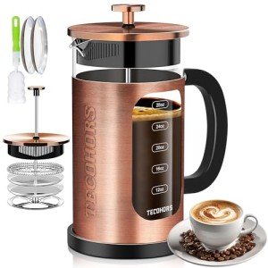TECOHORS 34oz Stainless Steel French Press Coffee Maker