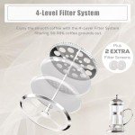 DUJUST Silver French Press Coffee Maker - 34oz