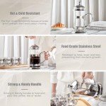 DUJUST Silver French Press Coffee Maker - 34oz