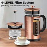 TECOHORS 34oz Stainless Steel French Press Coffee Maker