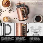 TECOHORS 34oz Stainless Steel French Press Coffee Maker