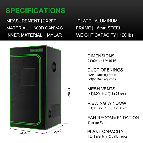 2x2 hydroponic grow tent with observation window