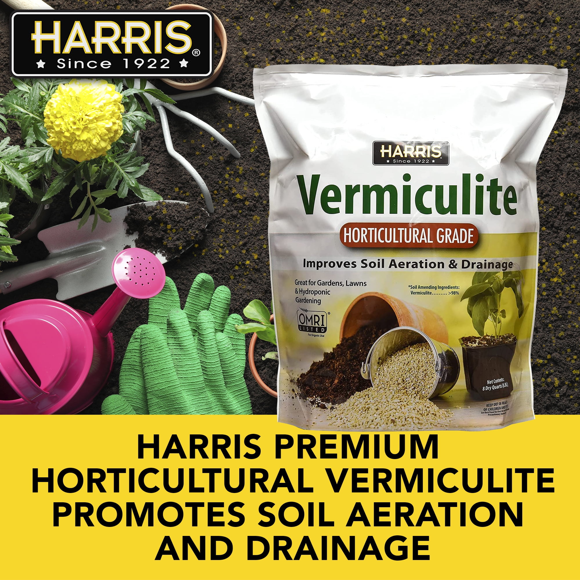 Harris Horticultural Vermiculite for Soil Aeration, 8qt