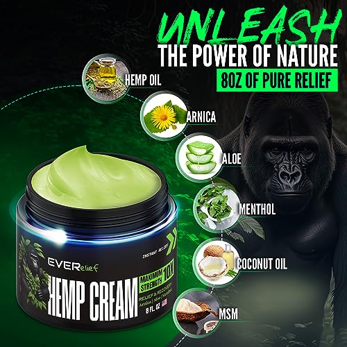 Maximum Strength 8oz Hemp Cream for Muscle & Joint Pain - Made in USA