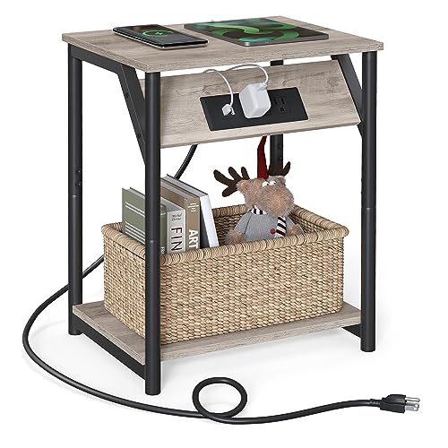 VASAGLE Charging Side Table with USB Ports and Outlets
