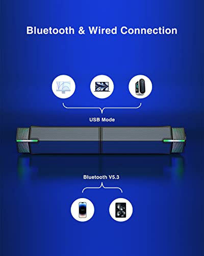 Wireless Bluetooth PC Speakers with LED Lighting