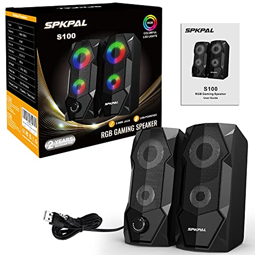 RGB Gaming Speakers for PC, Stereo Volume Control