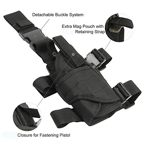 Black Tactical Leg Holster for Pistols, Adjustable