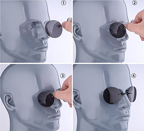 NorthEarth Retro Round Clip-On Nose Glasses - Black