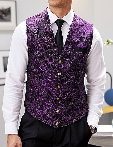 Purple Paisley Formal Gothic Steampunk Vest