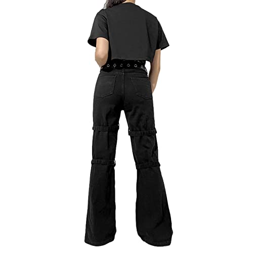 Gothic Cargo Jeans High Waisted Wide Leg Pants