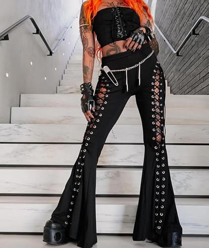 SEMATOMALA Lace Up Flare Bell Bottom Pants