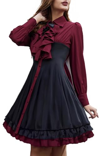 Gothic Black and Red Dress with Bows
