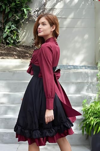 Gothic Black and Red Dress with Bows