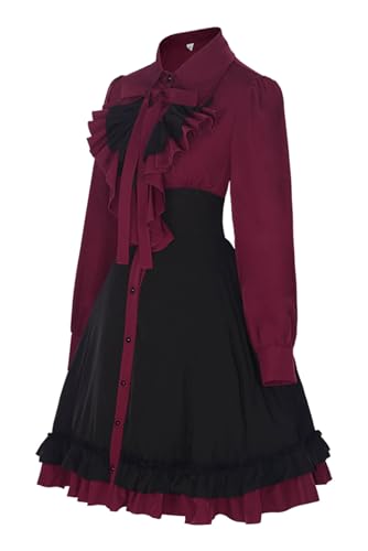 Gothic Black and Red Dress with Bows
