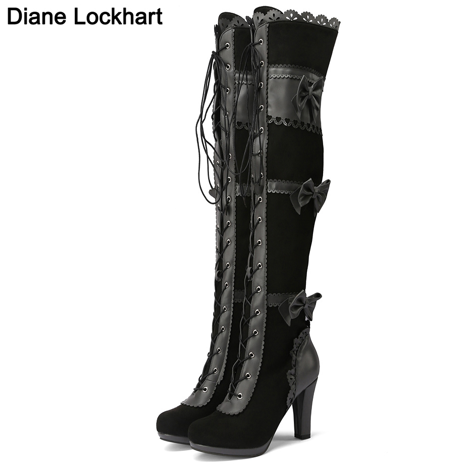 Victorian Steampunk Lace-Up Over-the-Knee Boot