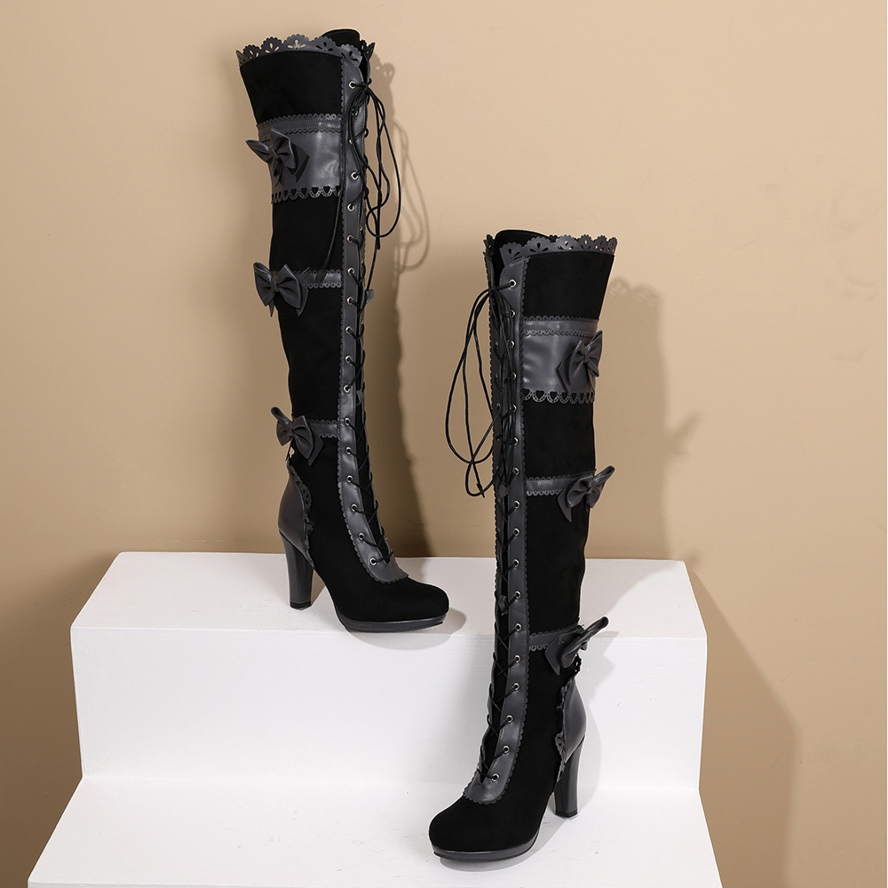 Victorian Steampunk Lace-Up Over-the-Knee Boot