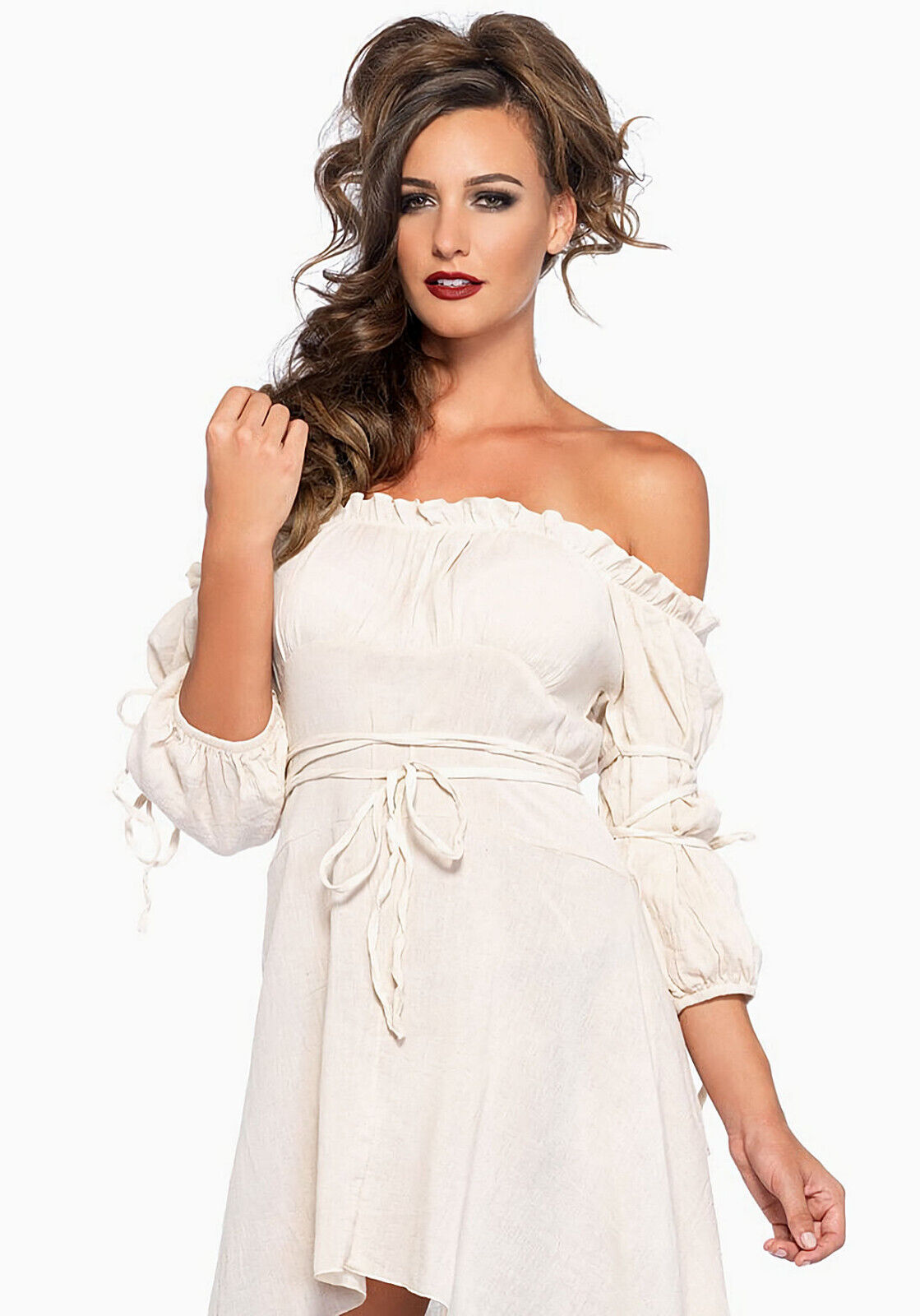 Renaissance Pirate Hi Low Burgundy Cotton Dress