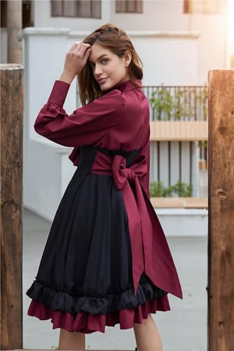 Gothic Black and Red Dress with Bows