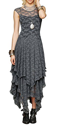 Lace Layered Dress with Slip - Grey