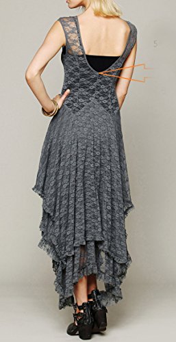 Lace Layered Dress with Slip - Grey