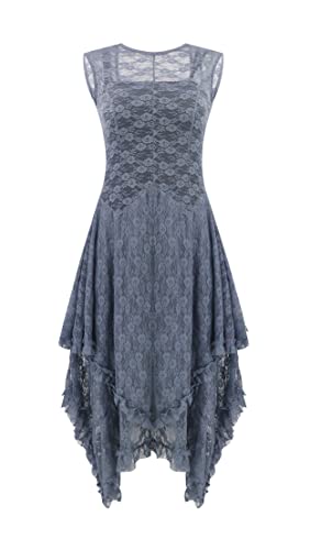 Lace Layered Dress with Slip - Grey