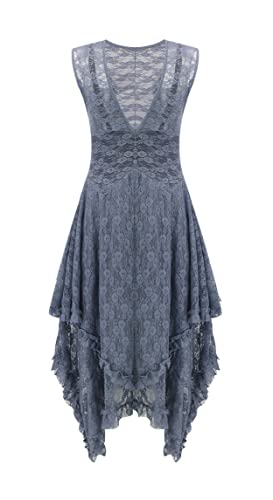 Lace Layered Dress with Slip - Grey