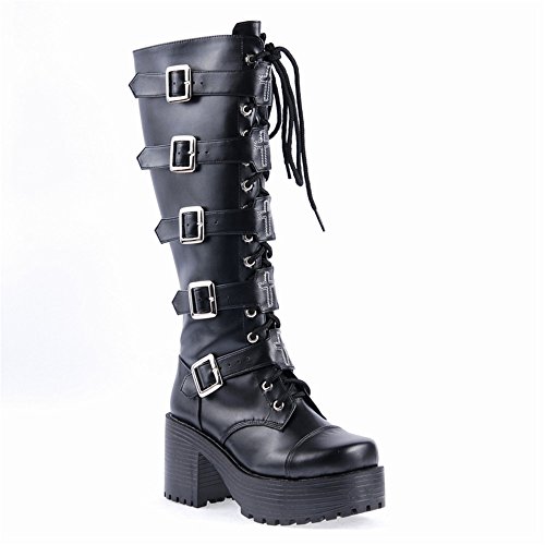 Black Leather Lace Up Gothic Boots