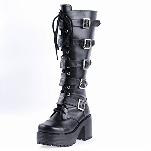 Black Leather Lace Up Gothic Boots