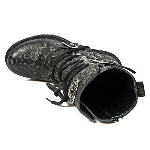 Vintage Floral Black Gothic Rock Punk Leather Calf Boots