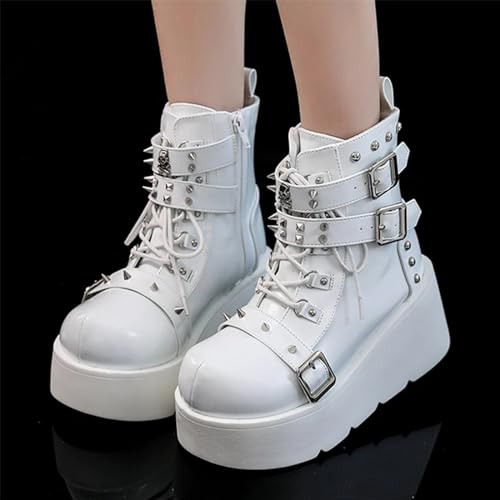 LETCLOCOM Gothic Platform Ankle Booties with Metal Buckle