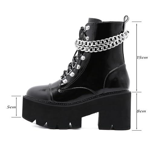 Rui Yue Chunky Platform Boots Lace Up Zip Combat Boots