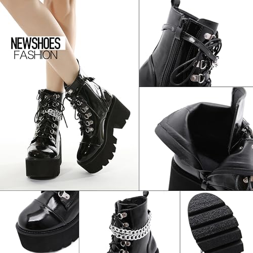 Rui Yue Chunky Platform Boots Lace Up Zip Combat Boots