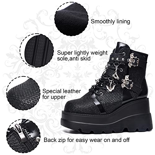 Gothic Bat Zip Lace-Up Platform Ankle Boots