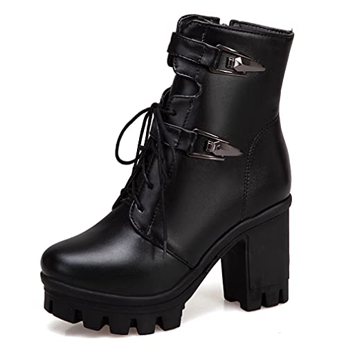 Lace-Up Chunky Platform Ankle Boots
