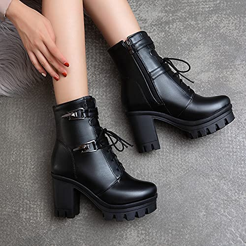 Lace-Up Chunky Platform Ankle Boots
