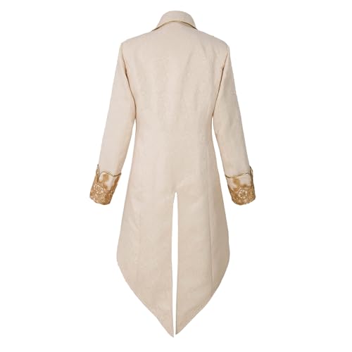 Medieval Gothic Men's Tailcoat Jacket with Vintage Embroidery