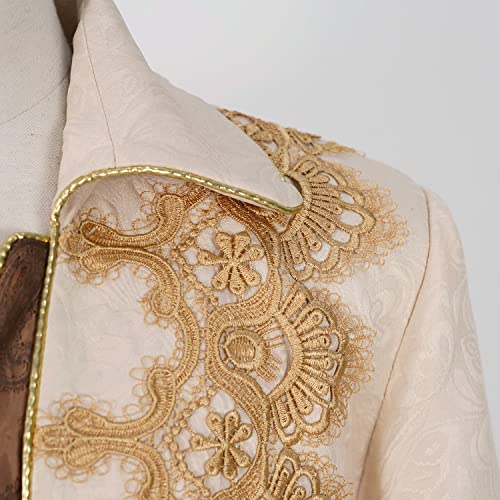 Medieval Gothic Men's Tailcoat Jacket with Vintage Embroidery