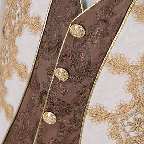 Medieval Gothic Men's Tailcoat Jacket with Vintage Embroidery